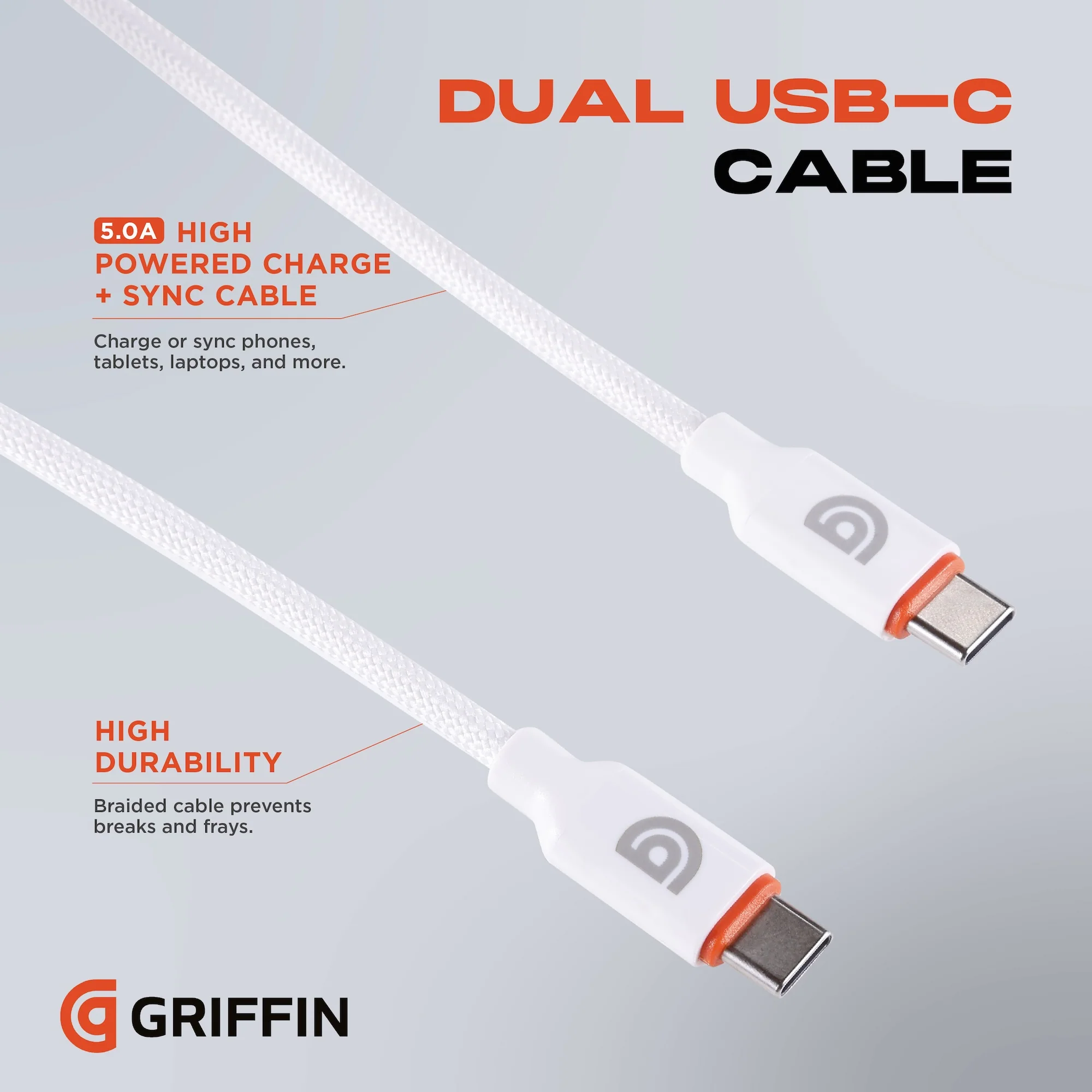 Griffin 6' 240W High-Powered USB-C to USB-C Charge/Sync Cable - Image 11