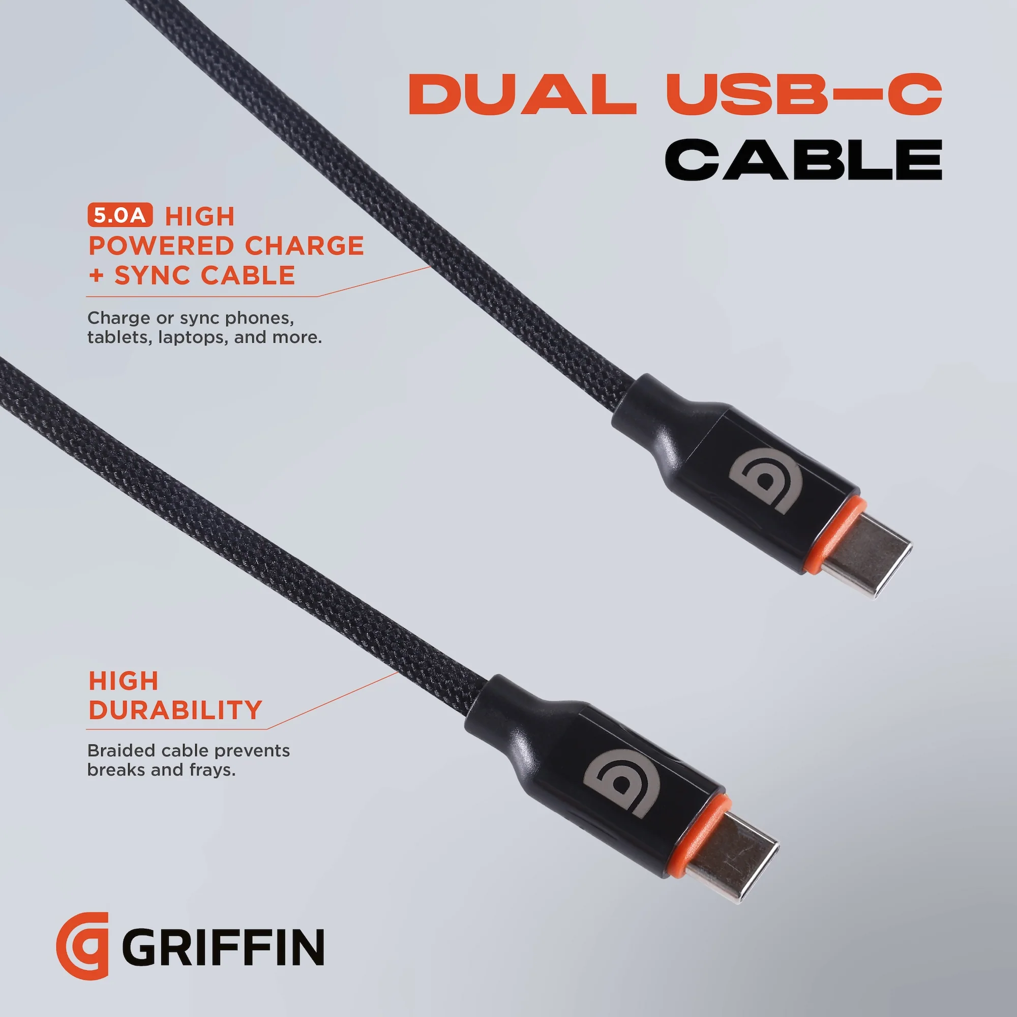Griffin 6' 240W High-Powered USB-C to USB-C Charge/Sync Cable - Image 6